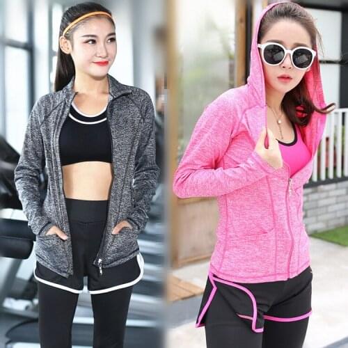 Tianlanzhong Women Long Sleeves Spring Autumn Sporter Running Hoodies Casual Zipper Yogi Shirts Hooded Slim Fit Sweatshirt
