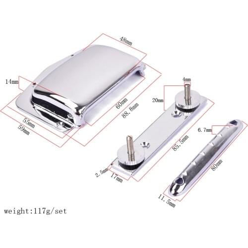 1 Set DIY Finest Guitar Bridge & Tailpiece For Teisco Electric Guitar Chrome