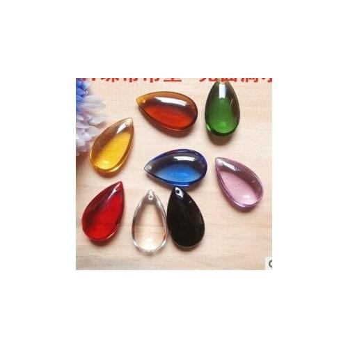 100pcs/lot,38mm mixed color crystal prism DROPLETS OVAL BAUBLE lighting pendant part
