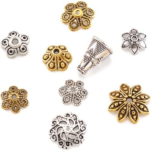 320Pcs Flower Spacer Bead End Caps Metal Loose Tube Cone Beads Terminator For Jewelry Making Findings DIY Accessories