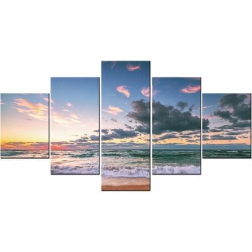 5 Pieces beach ocean sea sunset Paintings Wall Art Prints Pictures Canvas Painting Home Decor Artwork Framed 003-01