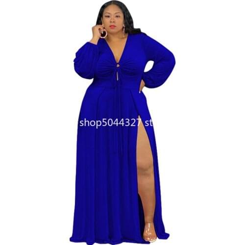 African Dresses for Women Spring and Autumn African Women Long Sleeve V-neck Plus Size Long Dress Maxi Dress African Clothes