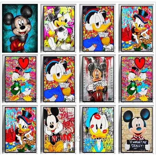 5D DIY Diamond Painting Graffiti Disney Mickey Mouse And Donald Duck Cartoon Diamond Embroidery Mosaic Cross Stitch Home Decor