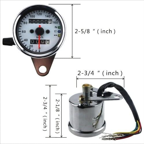 B711 Vintage white LED CAFE RACER Universal 0 - 160 KM/H Motorcycle Odometer Speedometer Gauge Miles Speed meter