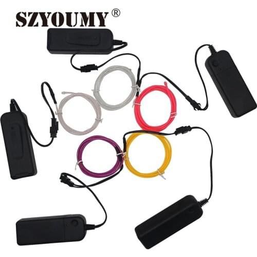 SZYOUMY 1M 3V Flexible Neon Light Glow EL Wire Rope Tape Cable Strip LED Neon Lights Shoes Clothing Car waterproof Led Strip
