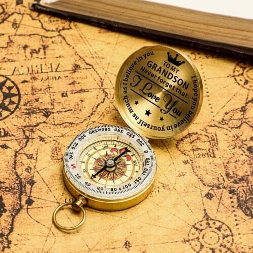 Customized Engrave Compass For Grandson Dropshipping Personalized Christmas Gifts Navigator Functional Compass