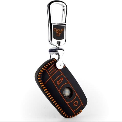 Leather key case for bmw 2 buttons 1/3/5/7 series X5 2015 2016 car key case Genuine Leather keychain remote cover key2s