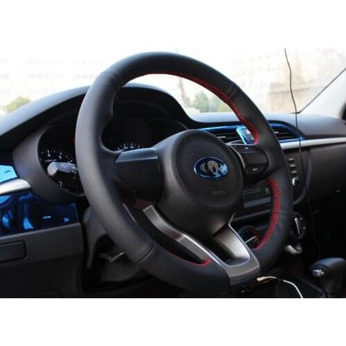 Top layer leather steering wheel cover for 2017 kia rio