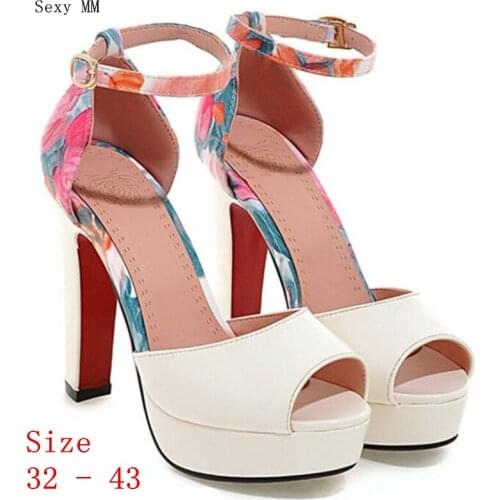 Summer Pumps Women Peep Toe High Heels Party Wedding Platform Gladiator Sandals Woman High Heel Shoes Small Plus Size 32 - 43