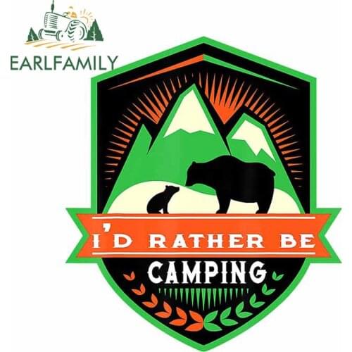 EARLFAMILY 13cm x 11.2cm for Id Rather Be Camping Car Stickers Waterproof Motorcycle Window Trunk Decal Scratch-proof Decal