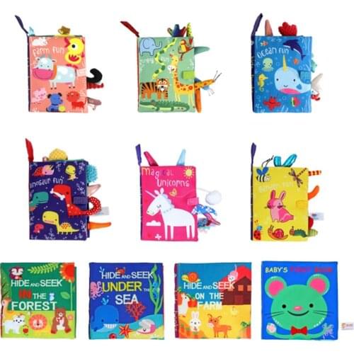 Educational Baby Cloth Book Soft Animal Tails Cloth Book Newborn Stroller Hanging Toy for Kids Early Learning Educational