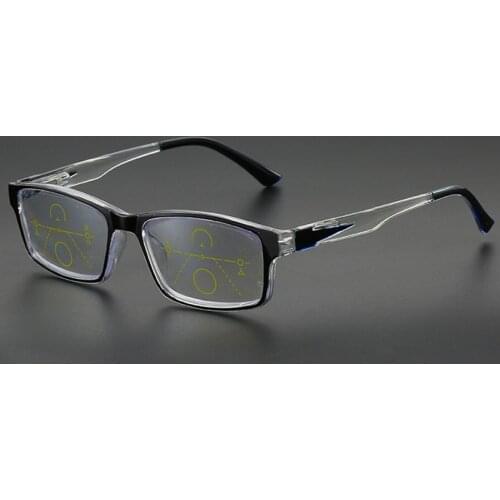 Elbru Bifocal Distance and Near Reading Glasses Multi-focus Automatic Adjustment Degree Anti-Blu-ray Presbyopia Glasses Unisex