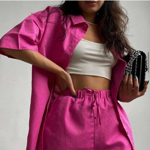 Casual Lounge Wear Summer Green Tracksuit Women Shorts Set Short Sleeve Shirt Tops And Loose Mini Shorts Two Piece Set