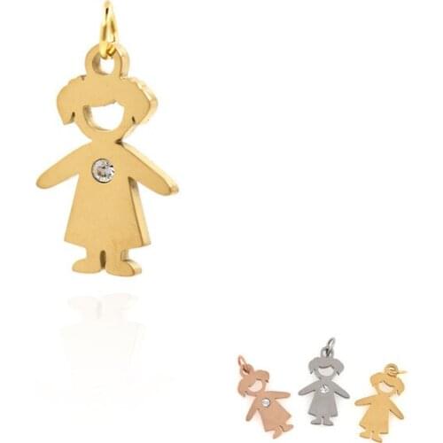 Micropavé CZ Gold Character Pendant Cute Character Necklace DIY Jewelry Bracelet Accessories 22x12.5x1.8mm