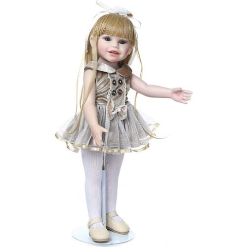 Clearance Sale NPK 45CM American Bebes Reborn Girl Dolls de Silicone full vinyl body waterproof adorable Doll Toys For Girls