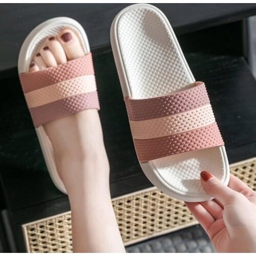 New summer striped couple drag home outdoor wear bathroom flat bath sandals and slippers men