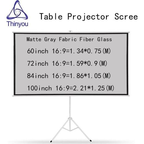 Thinyou Tripod Projector Screen 100inch 16:9 Matte Gray Fabric Fiber Glass Gain Mobile presentation portable tripod screen
