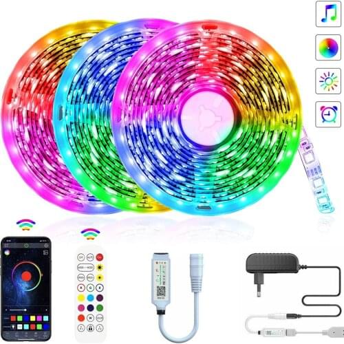 Bluetooth Remote Control LED Lights for Room Decoration 2835 RGB Luminous Tape Stripe Ribbon LED Strip 12V 220V Home Backlight