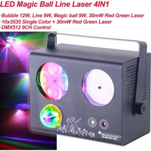 LED Magic Ball Line Laser 4IN1 Effect Lighting RGB DJ Party Disco Light For Wedding Party Birthday Party DJ Disco Bedroom