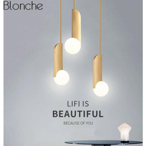 Nordic Led Glass Pendant Lights Modern Hanging Lamp Gold Luminaire for Living Room Bedroom Industrial Home Decor Light Fixtures