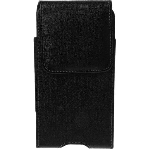 Universal Black Leather Holster Vertical Belt Clip Phone Pouch Waist Bag for iPhone Samsung Huawei Xiaomi Cellphone HX6A