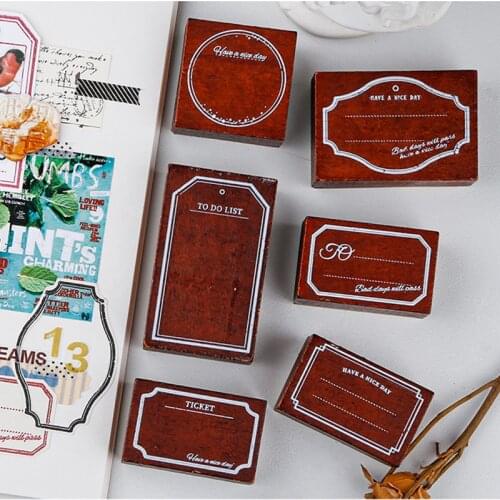 Vintage Antique Border Label Tag Decoration Stamp Wooden Rubber Stamps For Scrapbooking Stationery DIY Craft Standard Stamp