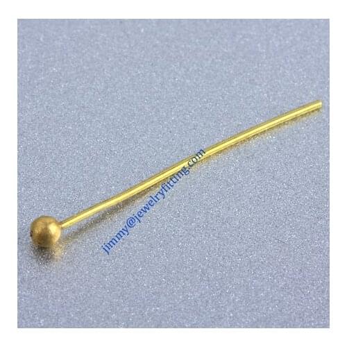 All kinds of jewelry findings wholesale Raw brass metal Ball Pins 0.5*22mm with 2mm head