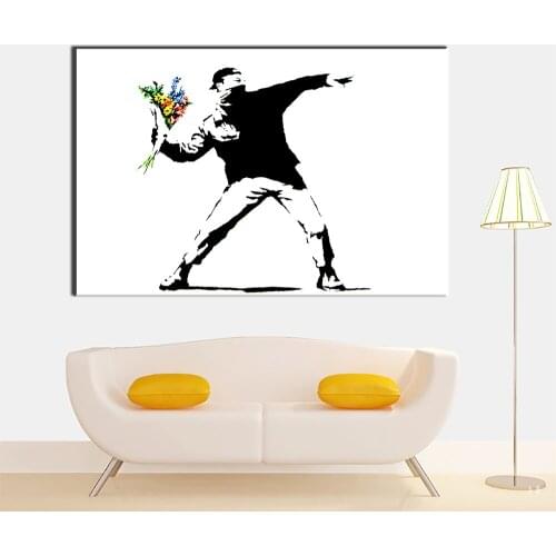 Xdr98 Graffiti Art Canvas Painting Nordic decor Flower Thrower Art Prints Oil Printed Canvas Painting Pictures for living room
