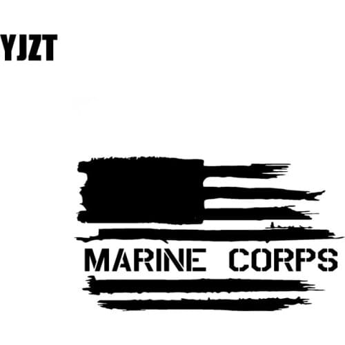 YJZT 14.9CM*8.6CM MARINE CORPS USMC American Flag Vinyl Decal Personality Car Sticker Black/Silver C3-0106