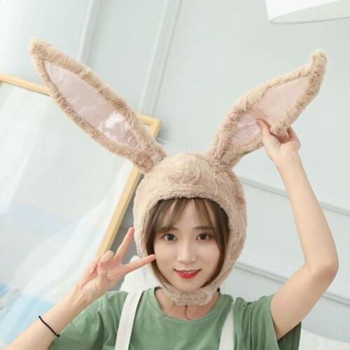 Girls Headwear Photo Props Bunny Hat With Earflaps Halloween Party Cosplay Female Girls Long Plush New Cap Bunny Ears Bunny Hats
