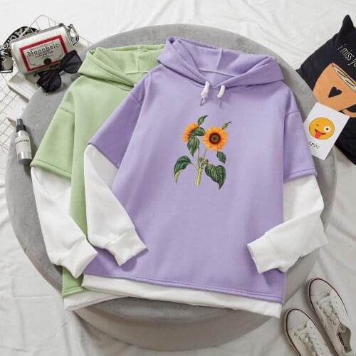 Sunflower Oversized Hoodie Women Retro Color Block Hoodies for Women Hooded Sweatshirt Aesthetic Clothes Las Mujeres Sweetshirts