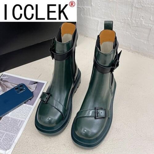 New Arrival Heel Ankle Boots Women Brand Woman Shoes Winter Thick-Bottom Patent Leather Black Martin Boots