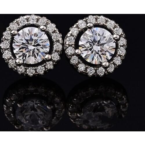 0.5ct-1ct Moissanite Stud Earrings for Women Round Diamond S925 Sterling Silver White Gold Plated Women Fine Jewelry
