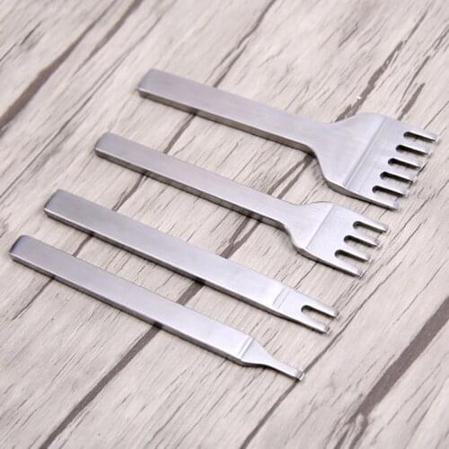 1/3/4Pcs Leather Special Flat File Line Beeline Punch DIY Handmade Tool Pricking Iron,Prong Pitch 3mm Prick Iron Chamfer Bore