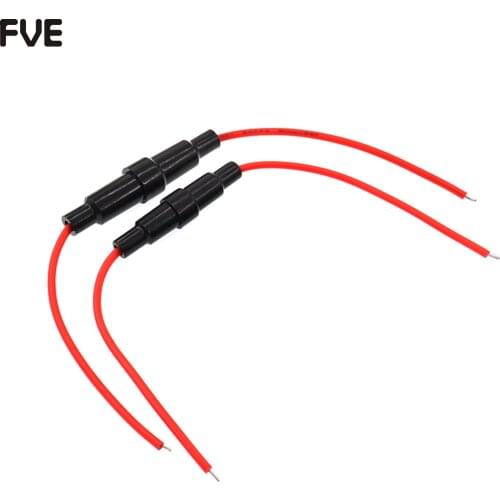 10pcs 5*20mm Glass fuse holder Screw Type 5X20mm with 22 AWG Wire Cable 250V Glass fuse tube fuse casing