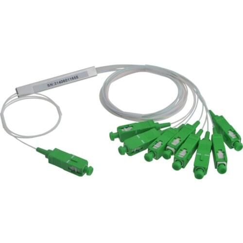 10pcs/lot FTTH Steel Tube 1 X 8 SC APC Mini PLC Fiber Optical 0.9mm Single Mode splitter Special wholesale