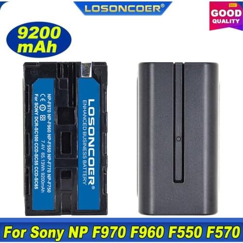 100% Original LOSONCOER 9200mAh NP-F750 NP-F770 Battery For Sony NP F970 F960 F550 F570 F770 MC1500C QM91D MVC-FD73 CCD-SC5