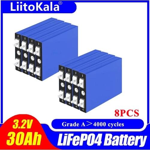 8pcs LiitoKala 3.2V 25Ah Lifepo4 Battery Lithium Iron Phosphate Prismatic Solar Cells DIY 12.8V 24V UPS e-bike AGV wheel chair