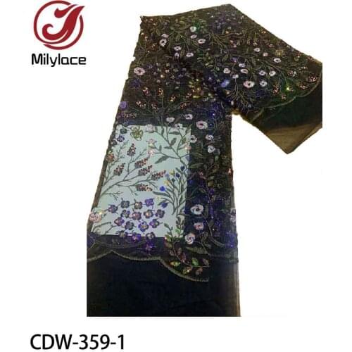African Embroidery Lace Fabric 2021 High Quality Sequins French Lace Fabric Nigerian Lace Fabrics for Wedding Dress CDW-359