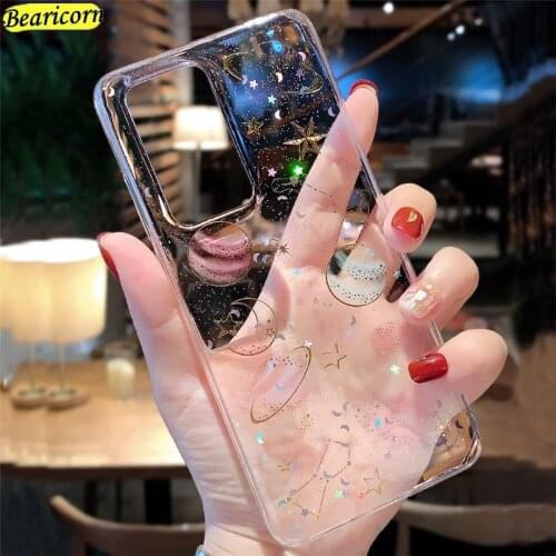 Glitter Planet Star Case for Samsung Galaxy S21 S20 FE S10 S9 S8 Plus S10e Note 5 8 9 10 20 Ultra Lite 5G Transparent Soft Cover