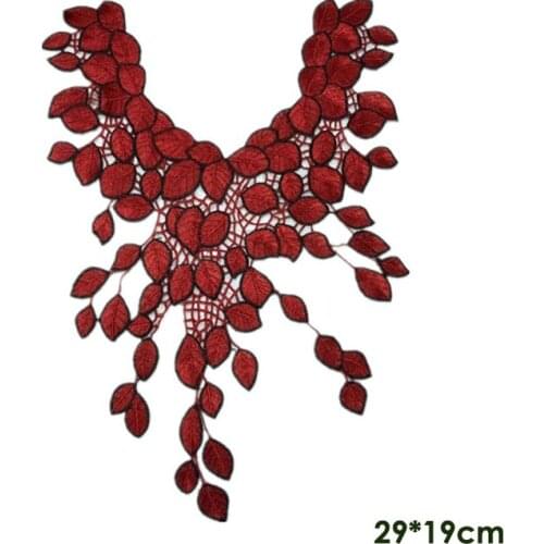 Large red Embroidered Lace Collar Neckline Venise Applique Embroidery Sewing on Patches Sewing Fabric Accessories