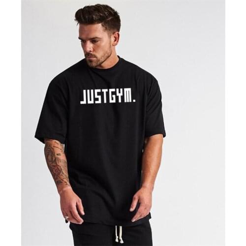 Brand Just Gym Clothing Fitness Mens Oversized T Shirt Outdoor Hip Hop Streetwear Loose Half Sleeve T-shirt Bodybuilding Tshirt