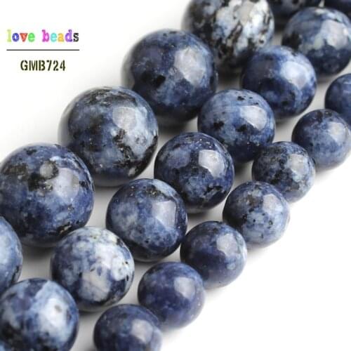 Blue Spot Jaspers Stone Beads Round Loose Beads for Jewelry Making 15'' Strand DIY Bracelet 6/8/10mm