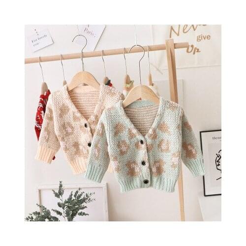 Childrens Boys Sweaters Jackets 2020 Autumn Winter New Baby Boys and Girls Fashion Print Knitted Coats Toddler V-neck Cardigan