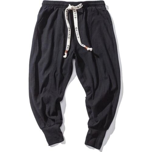 2021 Cotton Linen Jogger Pants Men Streetwear Casual Harem Pants Men Trouser Summer Harem Pants Oversized Mens Clothing