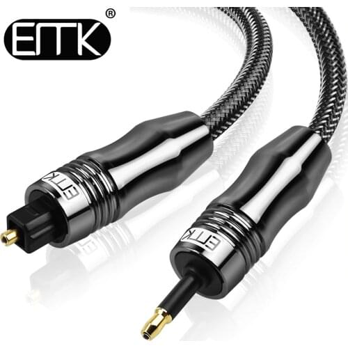 EMK Digital Sound Toslink to Mini Toslink Cable 3.5mm SPDIF Optical Cable 3.5 to Optical Audio Cable Adapter 1m 10m