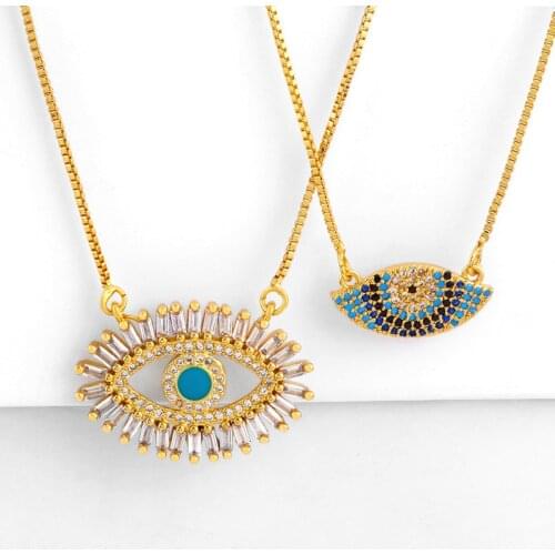 Hot Sale Micro Inlaid Color Zircon Choker Necklace Vintage Fashion Eye Copper Jewelry Necklace