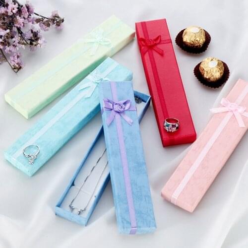 JAVRICK 5Pcs/lot Jewelry Display Long Gift Boxes with Bow for Necklace/Bracelet/Watch Case