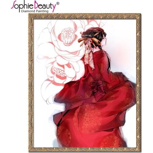 Diy Diamond Painting Cross Stitch Mosaic Needlework Embroidery New Fashion Cute Beauty Girl Flowers Handmade Diamond Drawing