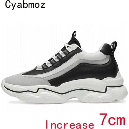 Cyabmoz Men shoes Height incresing sneakers Mens New Elevator 7cm Outdoor Leisure White Black Fashion For Casual Man Boys shoes